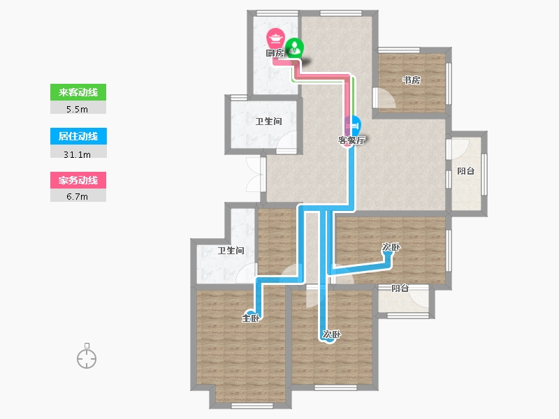 山东省-泰安市-城开·玉园-130.64-户型库-动静线