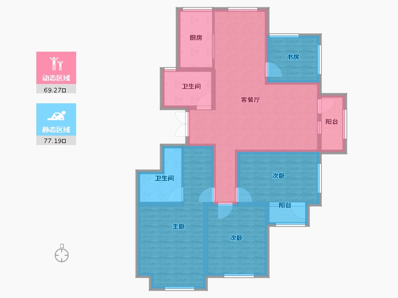 山东省-泰安市-城开·玉园-130.64-户型库-动静分区