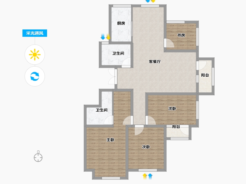 山东省-泰安市-城开·玉园-130.64-户型库-采光通风