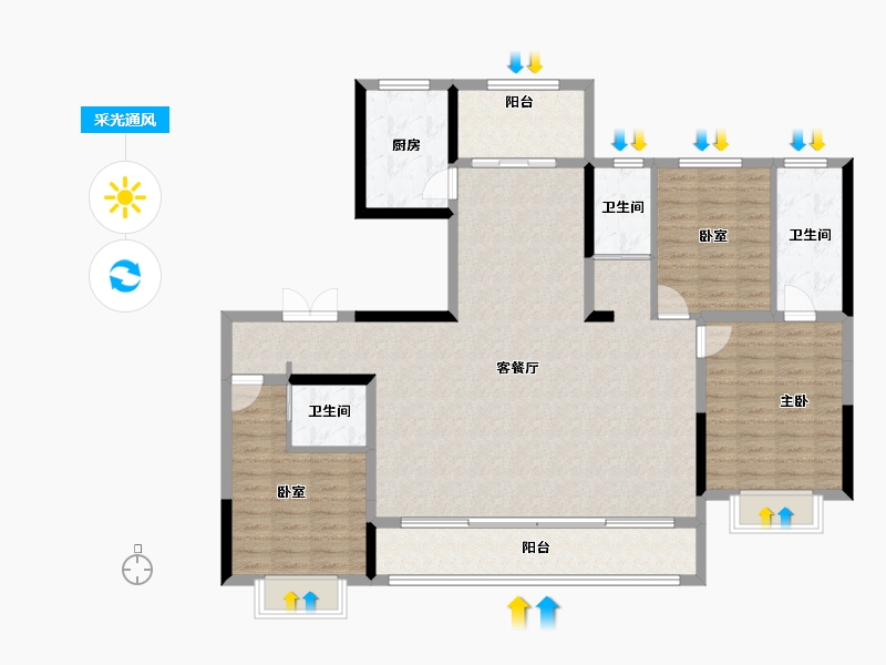 河北省-石家庄市-天山国府壹號-132.00-户型库-采光通风