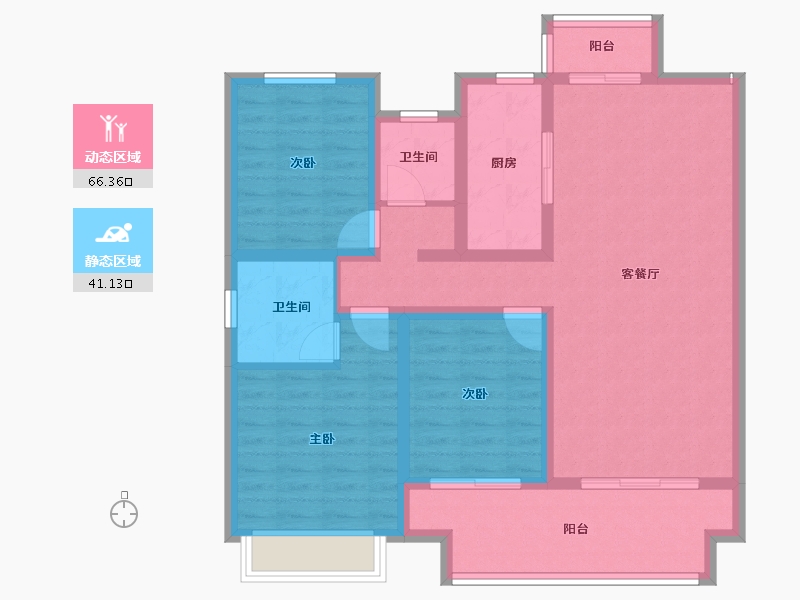 河南省-新乡市-辉县建业共城东望-95.68-户型库-动静分区