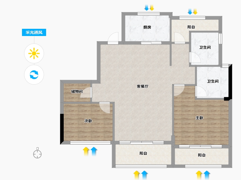 浙江省-宁波市-珑山樾花苑-101.98-户型库-采光通风