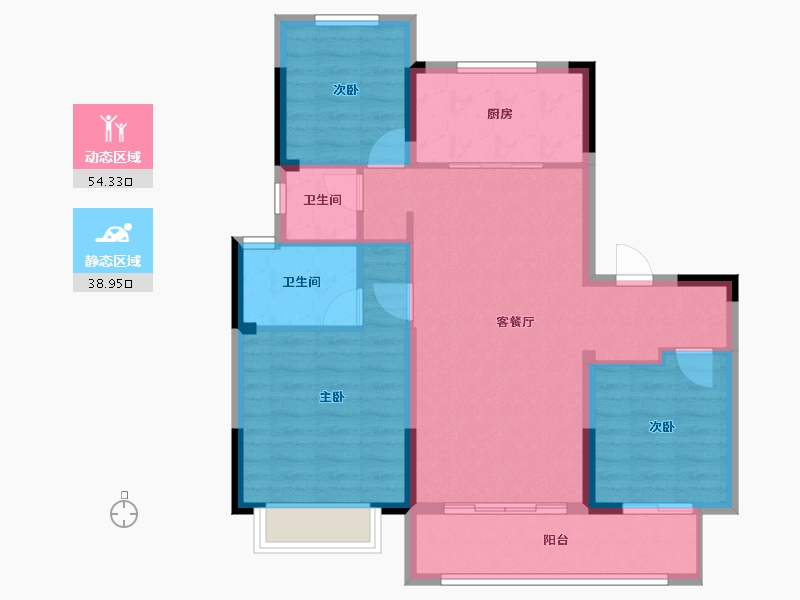 浙江省-宁波市-珑明府-83.93-户型库-动静分区