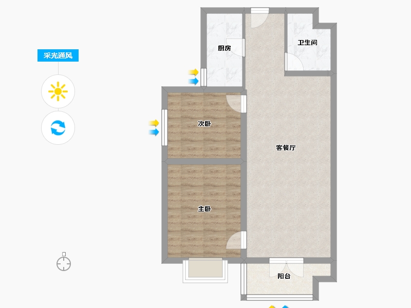 山西省-太原市-半山中庭-68.80-户型库-采光通风