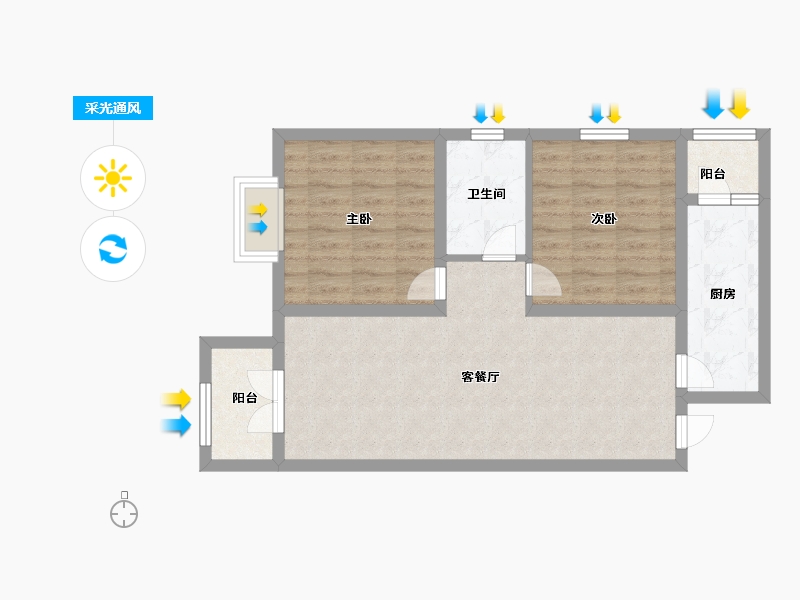 山西省-太原市-半山中庭-69.40-户型库-采光通风