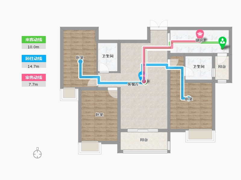 陕西省-渭南市-豪润·公园天下-96.76-户型库-动静线