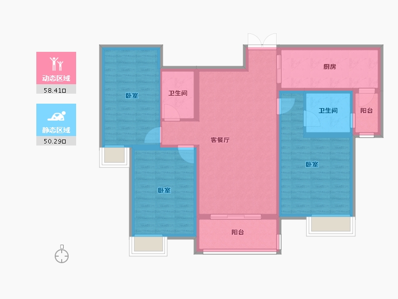 陕西省-渭南市-豪润·公园天下-96.76-户型库-动静分区