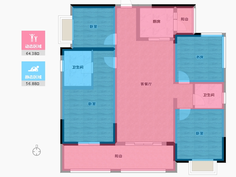 四川省-绵阳市-安州长虹世纪城珺临府-107.90-户型库-动静分区