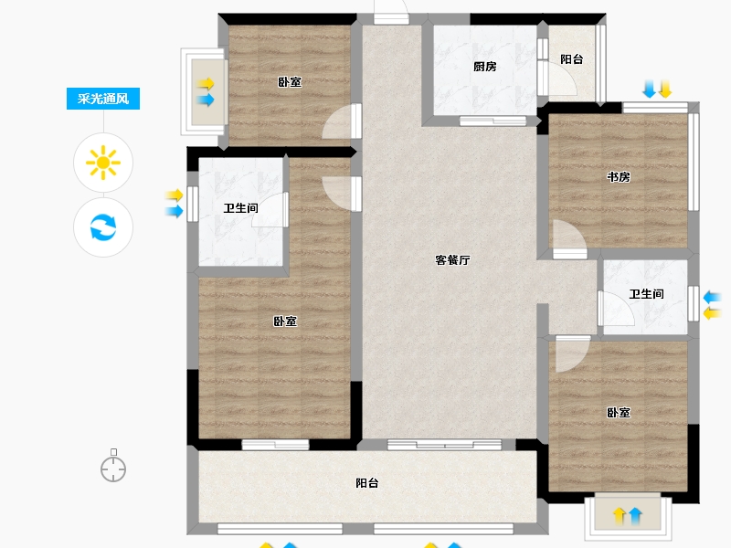 四川省-绵阳市-安州长虹世纪城珺临府-107.90-户型库-采光通风