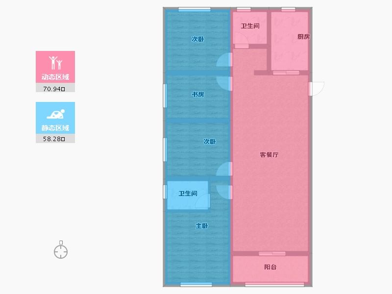 陕西省-宝鸡市-西建福慧城二期-115.80-户型库-动静分区