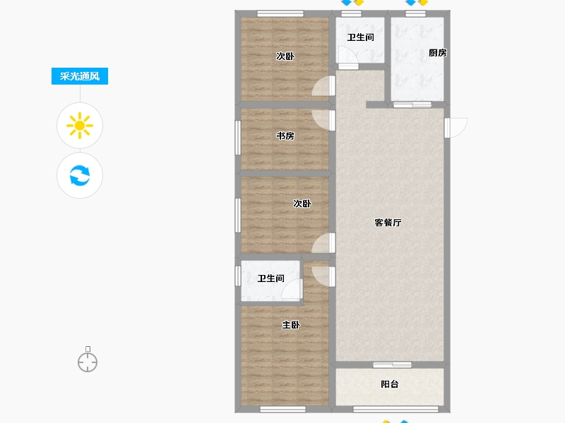 陕西省-宝鸡市-西建福慧城二期-115.80-户型库-采光通风