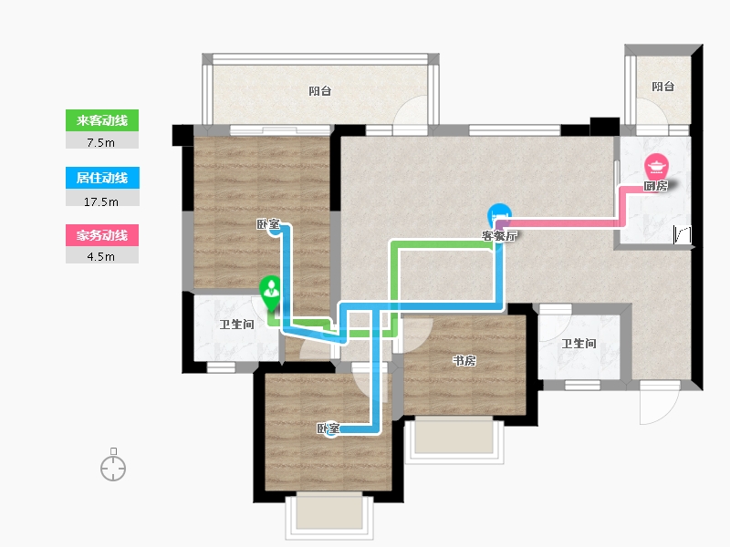 四川省-绵阳市-安州长虹世纪城珺临府-74.99-户型库-动静线