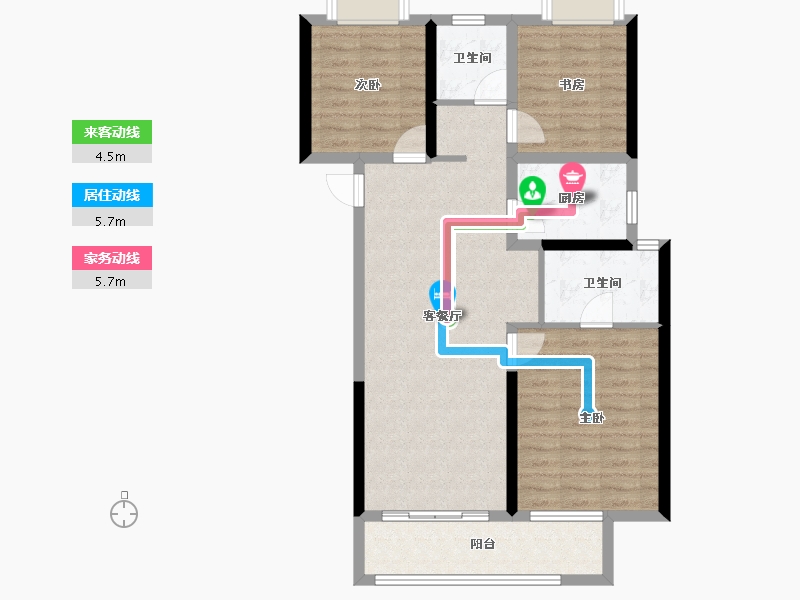 湖北省-孝感市-力标澴河壹号院-85.77-户型库-动静线