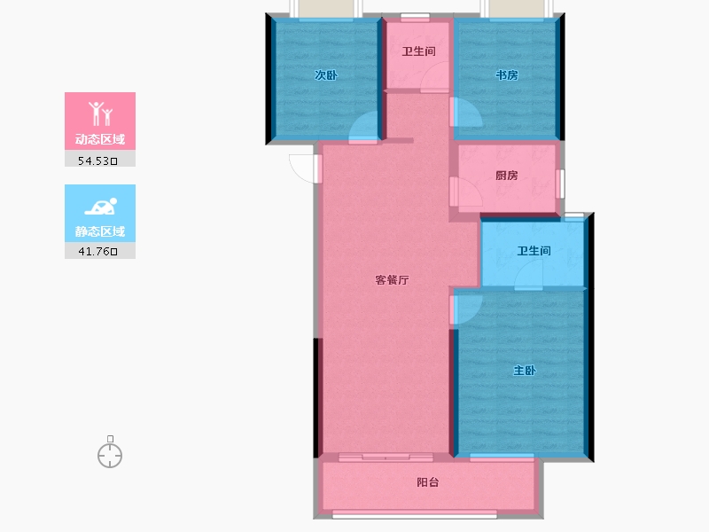 湖北省-孝感市-力标澴河壹号院-85.77-户型库-动静分区