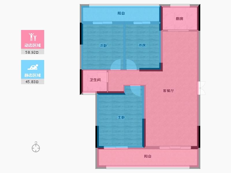 湖北省-十堰市-大美盛城3期丨美珑公园-93.70-户型库-动静分区