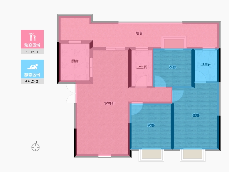 四川省-遂宁市-遂宁金融商业中心-105.37-户型库-动静分区