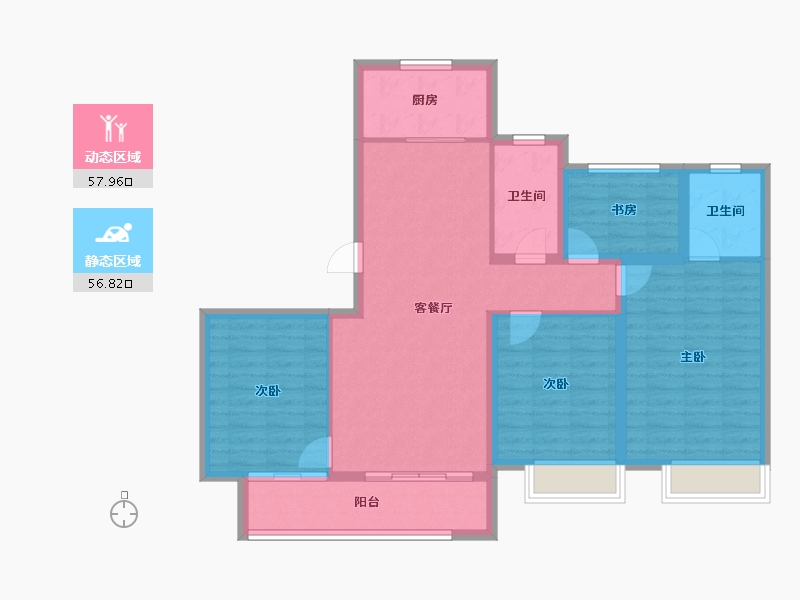 浙江省-宁波市-石榴十里春风-103.42-户型库-动静分区