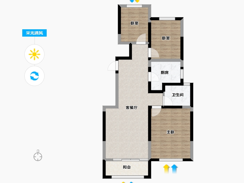 山东省-泰安市-康桥丹郡-84.00-户型库-采光通风