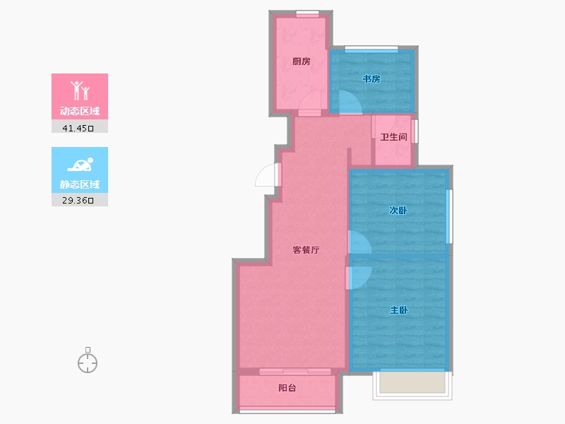 浙江省-宁波市-石榴十里春风-63.17-户型库-动静分区