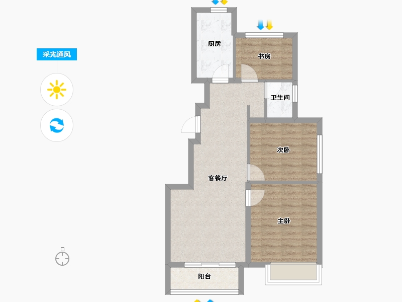 浙江省-宁波市-石榴十里春风-63.17-户型库-采光通风