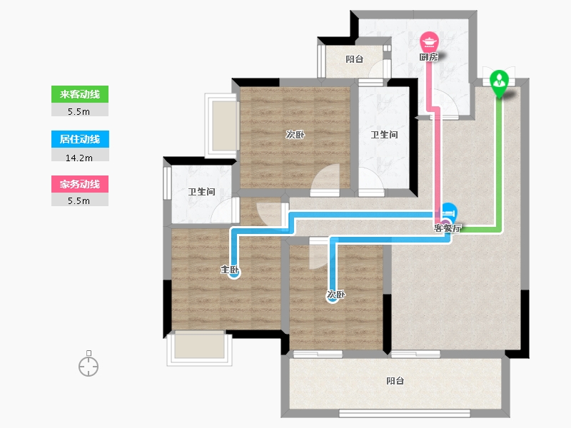 四川省-遂宁市-煦阳·幸福里-91.54-户型库-动静线