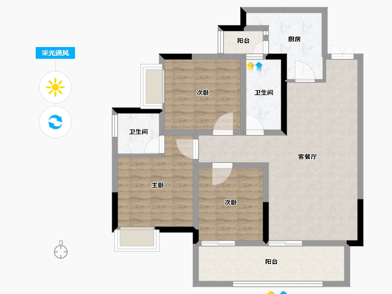 四川省-遂宁市-煦阳·幸福里-91.54-户型库-采光通风