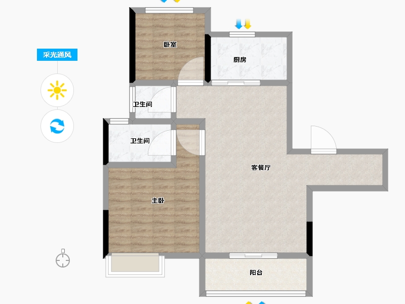 河南省-漯河市-临颍碧桂园-88.00-户型库-采光通风