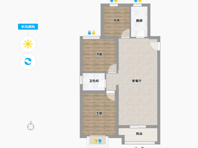 山西省-太原市-东山雅苑-70.94-户型库-采光通风