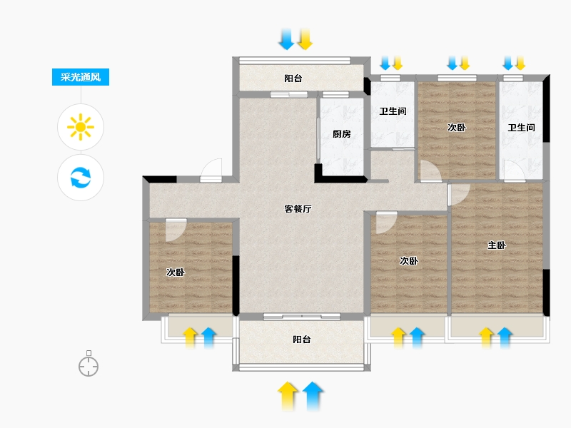 湖北省-十堰市-碧桂园·十里江湾-114.46-户型库-采光通风