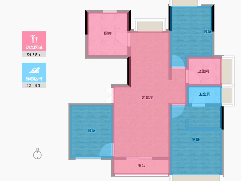 安徽省-淮南市-安联海德公馆-104.00-户型库-动静分区