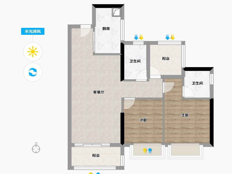 广东省-广州市-星瀚TOD-71.47-户型库-采光通风