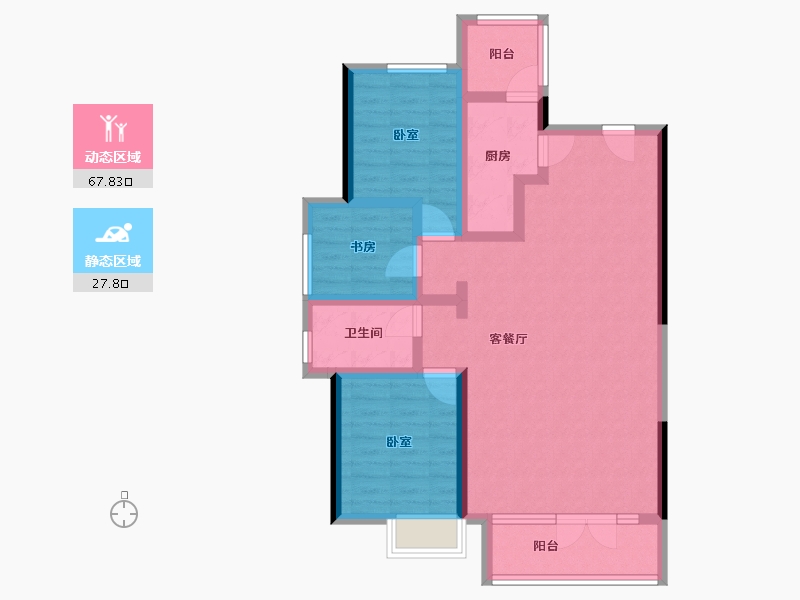 河北省-承德市-中冶兴隆新城·红石郡-84.42-户型库-动静分区