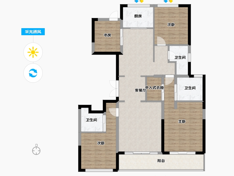 浙江省-宁波市-绿城蘭园-120.97-户型库-采光通风