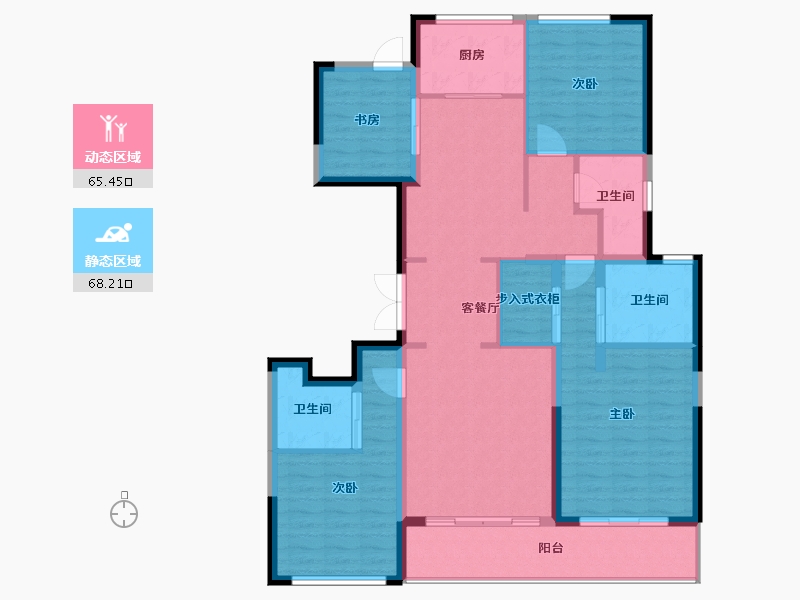 浙江省-宁波市-绿城蘭园-120.97-户型库-动静分区