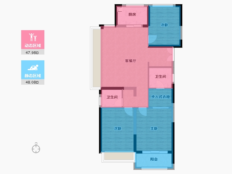 浙江省-台州市-蓝城澄园-89.00-户型库-动静分区