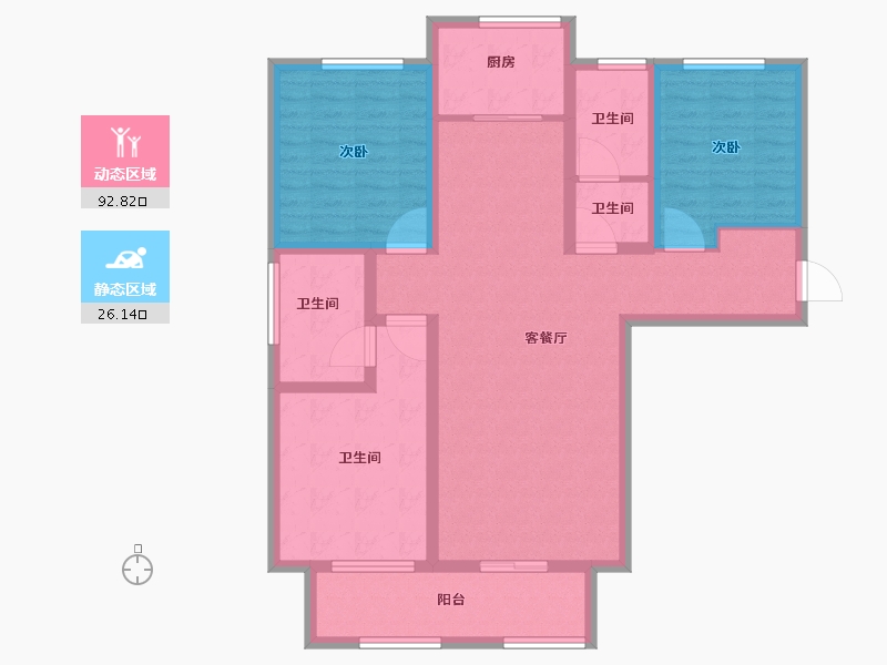 河北省-石家庄市-厚德·中央锦城-105.70-户型库-动静分区