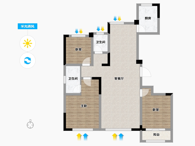 山东省-泰安市-东平天坤国际花园-106.40-户型库-采光通风