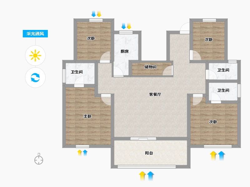 山东省-威海市-天一仁和悦海锦府一期-112.09-户型库-采光通风