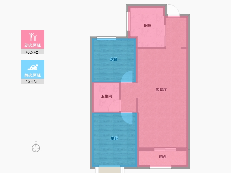 山西省-太原市-金地商置·花园道-58.87-户型库-动静分区