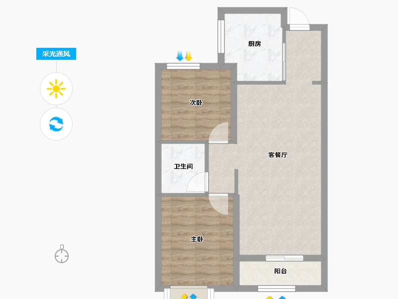 山西省-太原市-金地商置·花园道-58.87-户型库-采光通风