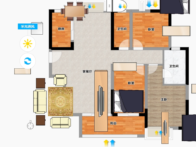 江西省-吉安市-金田·时代城-95.04-户型库-采光通风