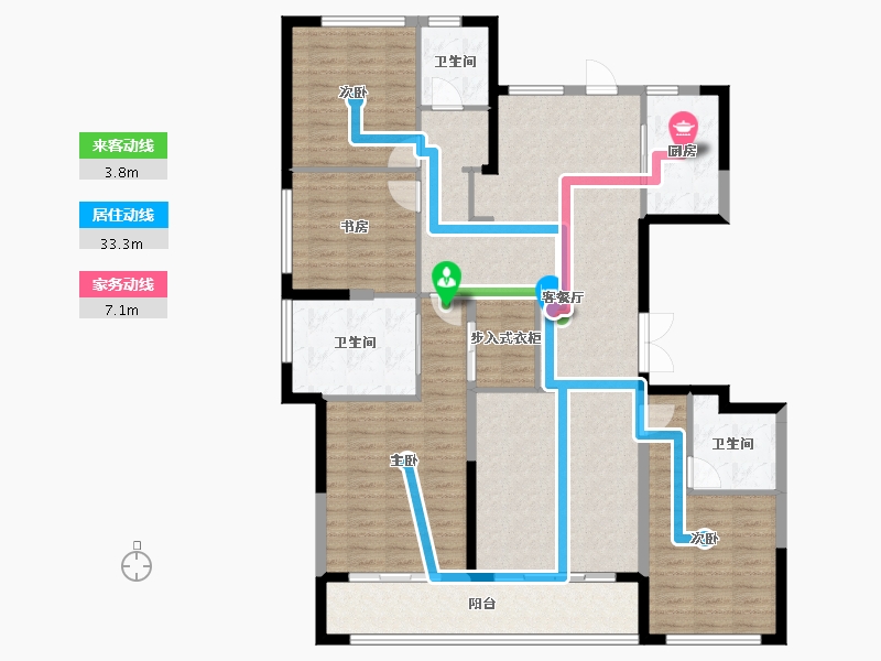 浙江省-宁波市-绿城蘭园-140.45-户型库-动静线