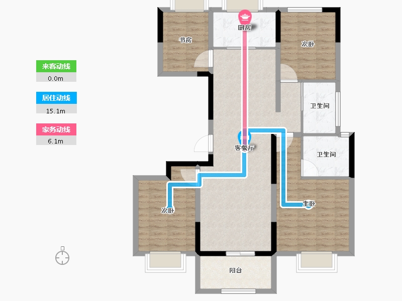 浙江省-杭州市-华城茶语华邸-108.75-户型库-动静线