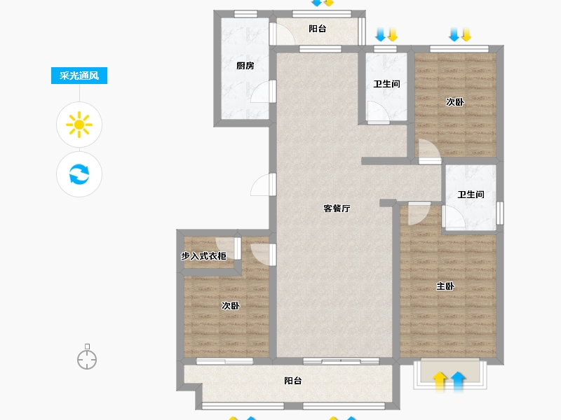 河北省-沧州市-运河樾府-129.00-户型库-采光通风