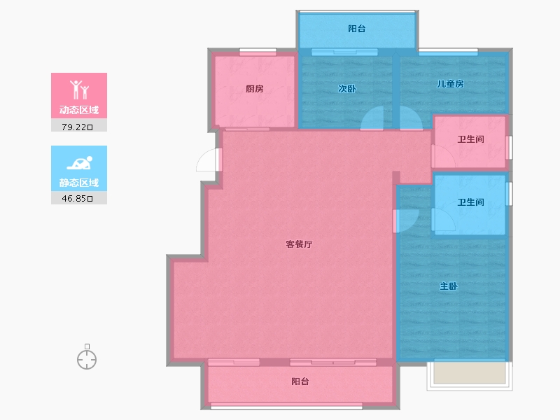 浙江省-宁波市-石榴十里春风-115.37-户型库-动静分区