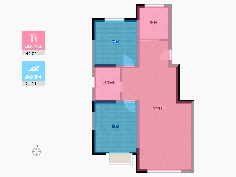 辽宁省-鞍山市-鞍钢新城-66.34-户型库-动静分区