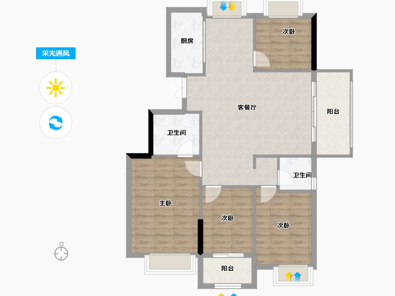 福建省-南平市-建瓯三江国际-103.26-户型库-采光通风