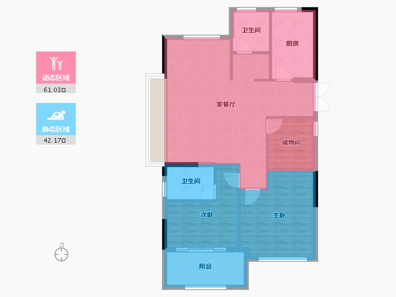 浙江省-宁波市-珑山樾花苑-94.04-户型库-动静分区