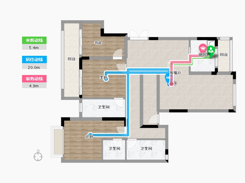 湖南省-长沙市-金辉优步花园-133.00-户型库-动静线