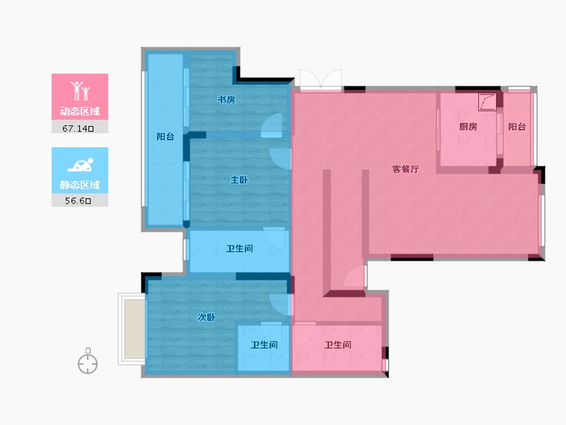 湖南省-长沙市-金辉优步花园-133.00-户型库-动静分区